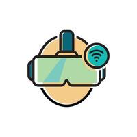 flat icon color line virtual reality glasses EPS file vector