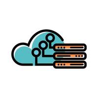 flat icon color line Cloud Computing EPS file vector