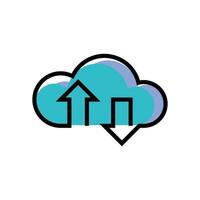 flat icon color line Cloud Upload Or Download EPS file vector
