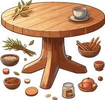 Wood Table Illustration, top view isolated wooden floor. Light brown wood texture with stripes. Mock-up with pine texture for advertisement. Illustration EPS10 vector