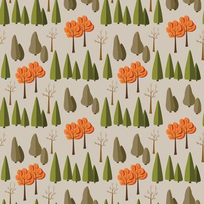 Seamless pattern of various autumn trees