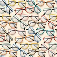 Illustration of eyeglasses with colorful frames, seamless pattern vector