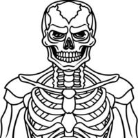 A skeleton with a skeleton face coloring page vector