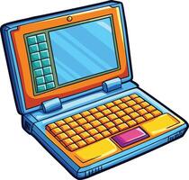 A cartoon laptop computer with a keyboard and screen vector