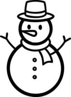 A snowman with hat and scarf coloring page vector