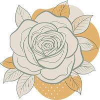 A rose with leaves and a dot pattern vector