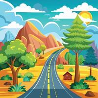 illustration of a road in the mountains vector