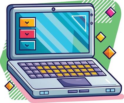 un ordenador portátil computadora con un teclado y un pantalla vector