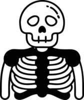 A skeleton is shown in black and white vector