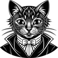 A cat in a suit and tie with a bow tie vector