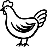 A black and white chicken outline on a white background vector