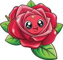 A cartoon red rose with eyes and a smile vector