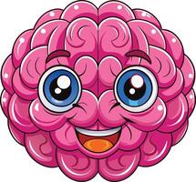 A cartoon brain with big eyes and a smile vector