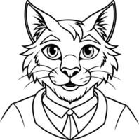 A cat in a suit and tie coloring page vector