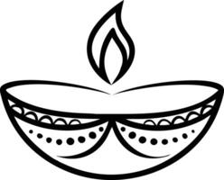 A diya candle with a black outline vector