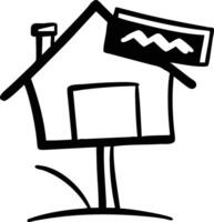 A house with a sign on it and a sign on the roof vector