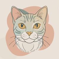 A cat's face with a yellow and orange background vector