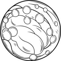 A black and white drawing of a sphere with bubbles vector