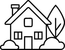 A house with trees and bushes in the background vector