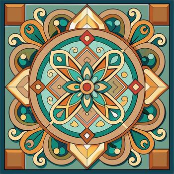 A colorful tile design with a circular pattern vector
