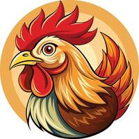 A cartoon rooster with red feathers on a white background vector
