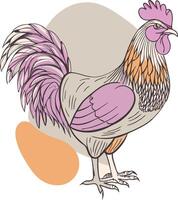 A rooster with a pink and purple feather on its head vector