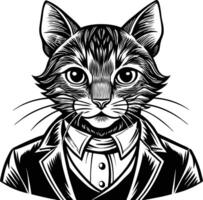 A cat in a suit with a bow tie vector