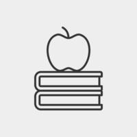 Back to school liner icon. Books and apple icon for web and mobile app. vector