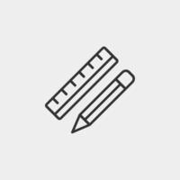 Back to school liner icon. Pencil and ruler icon for web and mobile app. vector
