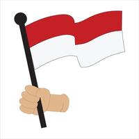 Flat Design of Indonesian Flag with Flagpole vector