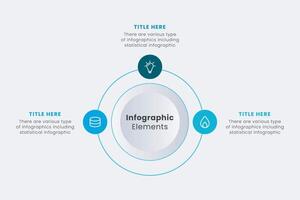 Infographic elements design template, A circle infographic with 3 steps can be used for workflow layout, presentation, diagram, banner, web design, and illustration. vector