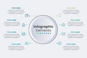 Infographic elements design template, Circle infographic design with 8 step can be used for workflow layout, presentation, diagram, banner, web design, and illustration. vector