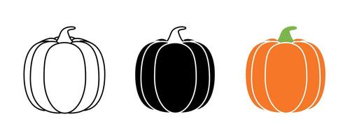 Set pumpkin r icon. line, fill color. vector