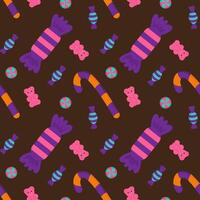 Seamless pattern with colorful candies. Halloween sweets seamless pattern vector