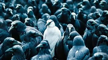 A large group of crows standing in a large group video