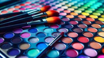 A close up of a palette of makeup brushes on a table video