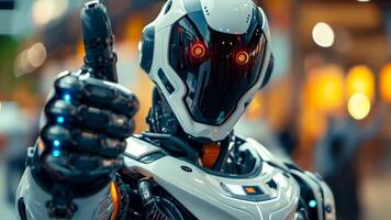 A robot with a gun pointing at the camera video
