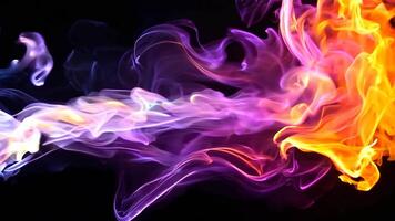 A close up of colorful smoke on a black background video