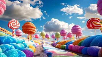 A large group of colorful lollipops in a field of candy video