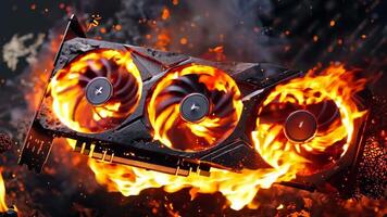 A close up of a card with flames coming out of it video