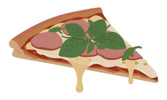 Prosciutto Pizza Slice with Melting Cheese vector