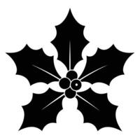 christmas holly with red berries silhouette vector