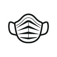 Simple illustration of a protective face mask with ear loops in black and white. vector
