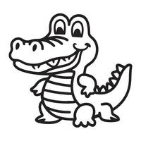 Funny Crocodile Character Coloring Activity for Children vector