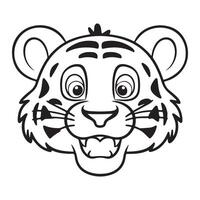 Hilarious Tiger Face Coloring Page for Kids Activity vector