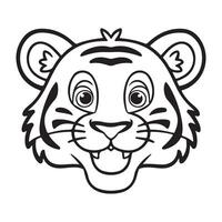 Tiger Face Coloring Page for Kids vector