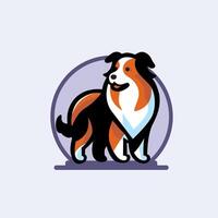 Rough Collie graphic style, stand position on soft purple background. can use as logo vector