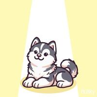A very adorable Siberian husky puppy, isolated on yellow and white background it can be used to illustrate designs and be used for logos vector