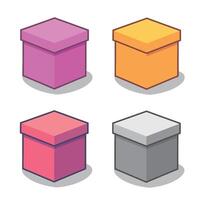 four types of boxes with different plain colors, without ribbons or other decorations, can be used as birthday, Christmas, thanksgiving or graduation gifts vector