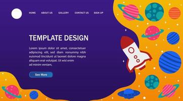 a colorful space theme landing page template vector